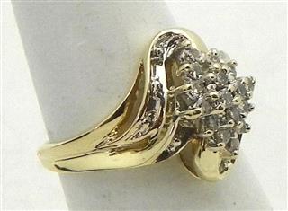 Lady's Diamond Cluster Ring 38 Diamonds .68 Carat T.W. 10K Yellow Gold 4g